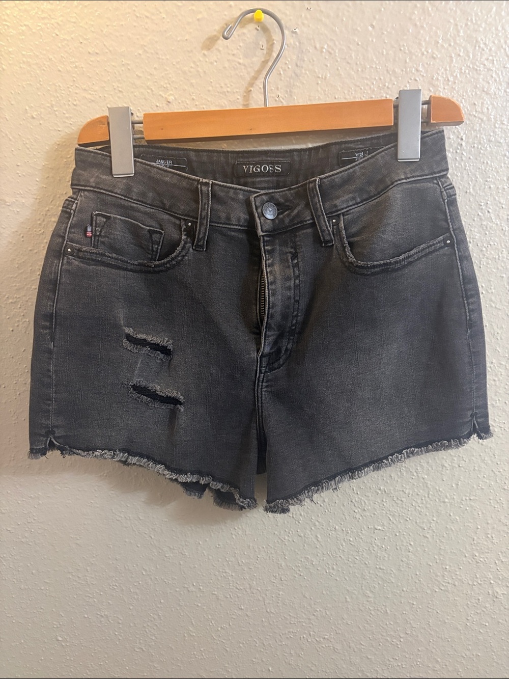 Vigoss Washed Black Distressed Denim Cutoff Shorts